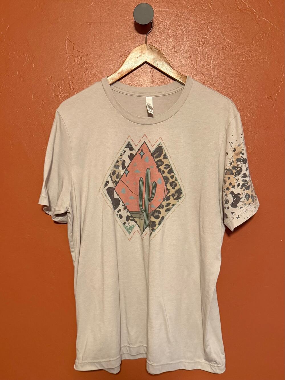 Leopard Print Desert Cactus Tan T-Shirt